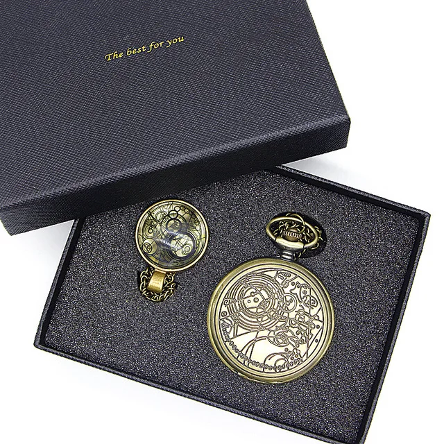Top Brand Movie Series Glass Dome Bronze Quartz Pendant Pocket Watch Set With Necklace Chain Sets Box Best Gift
Top Brand Movie Series Glass Dome Bronze Quartz Pendant Pocket Watch Set With Necklace Chain Sets Box Best Gift