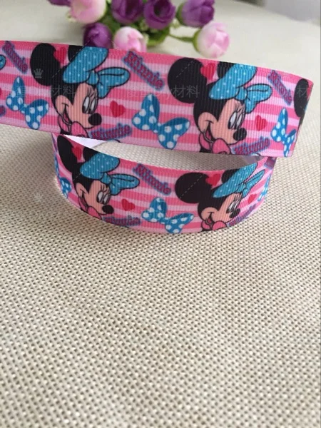 

1" 25mm New cartoon Bow tie printed grosgrain ribbon hairbow diy party decoration wholesale birthday gift paking gift wrap