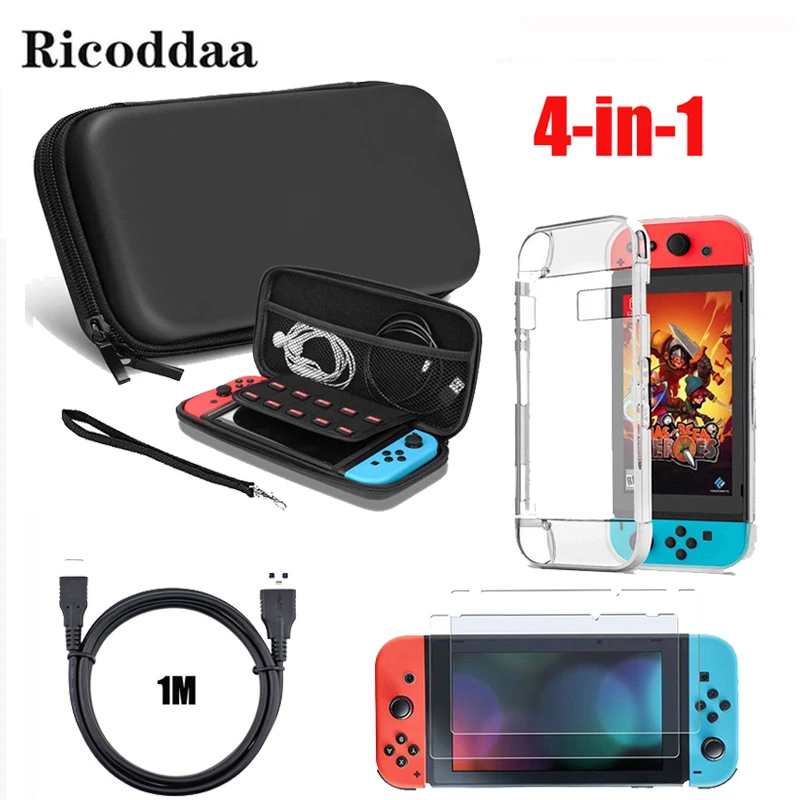 For Nintend Switch 4 in 1 Accessories Carring Case Bag+Charging Cable+Protector Shell Cover+Tempered Glass Screen Film For NS
For Nintend Switch 4 in 1 Accessories Carring Case Bag+Charging Cable+Protector Shell Cover+Tempered Glass Screen Film For NS