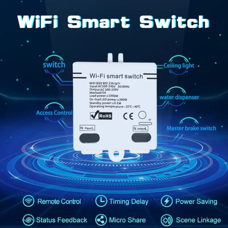 Wifi Smart Switch Wireless APP Remote Control Smart Home Module AC100-240V 5A
Wifi Smart Switch Wireless APP Remote Control Smart Home Module AC100-240V 5A