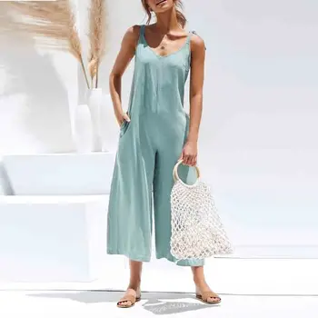 Sexy Sleeveless jumpsuit women long romper summer women bodysuit loose trousers beach coveralls lace up playsuit female frock
Sexy Sleeveless jumpsuit women long romper summer women bodysuit loose trousers beach coveralls lace up playsuit female frock