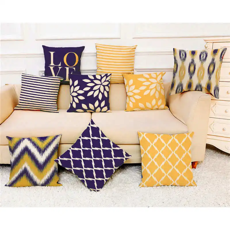 2018 Gold Bronzing Pillow Cases Geometric Pineapple Cotton Pillow Case blue Bedroom Home bed sofa pillow cover 45x45cm #3o11#f (8)