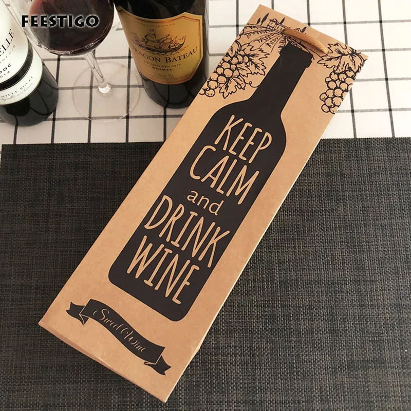 FEESTIGO 10pcs 36x12x9cm Kraft Paper Single Wine Bags Bottle Gift Bags With Handles Keep Calm and Drink Wine Bags and Boxes
FEESTIGO 10pcs 36x12x9cm Kraft Paper Single Wine Bags Bottle Gift Bags With Handles Keep Calm and Drink Wine Bags and Boxes