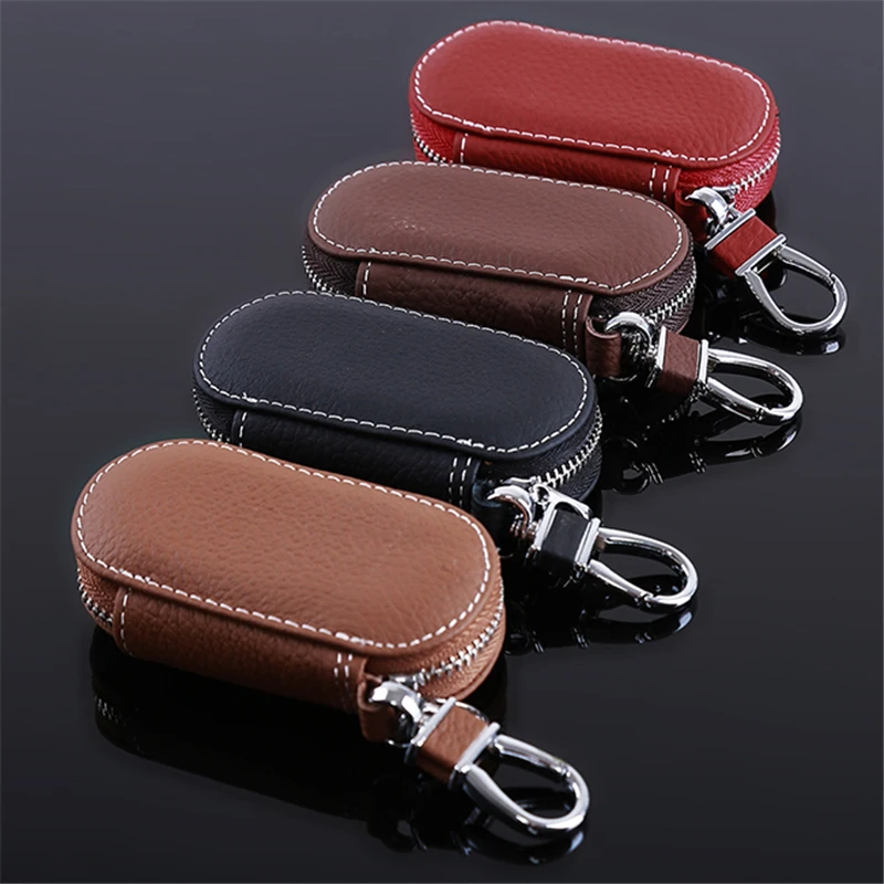 

Leather Car Key Wallets Men Key Holder Housekeeper Keys Organizer Women Keychain Covers Zipper Key Case Bag Unisex Pouch Purse