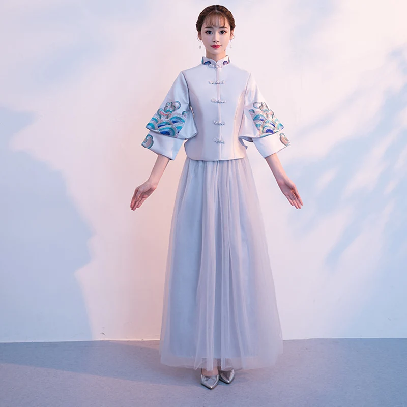 Винтажное свадебное платье подружки невесты Cheongsam современное традиционное в