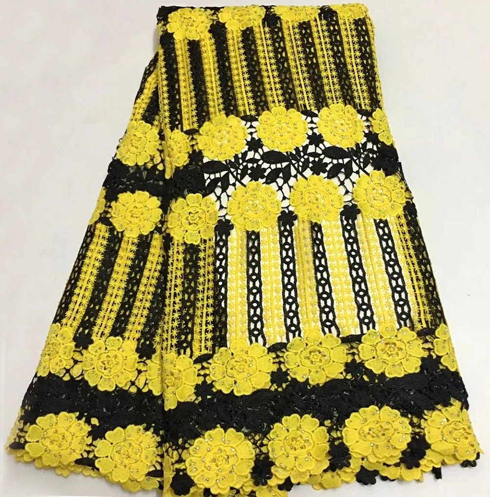 New Black+Yellow Color Water Soluble Cord Lace Fabric High Quality Women Dresses Material African Embroidery Guipure Cord Lace
New Black+Yellow Color Water Soluble Cord Lace Fabric High Quality Women Dresses Material African Embroidery Guipure Cord Lace