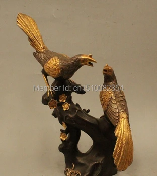 11" Chinese Folk Fengshui Bronze 24K Gold Silver Pied Magpie Bird Plum blossom
11" Chinese Folk Fengshui Bronze 24K Gold Silver Pied Magpie Bird Plum blossom