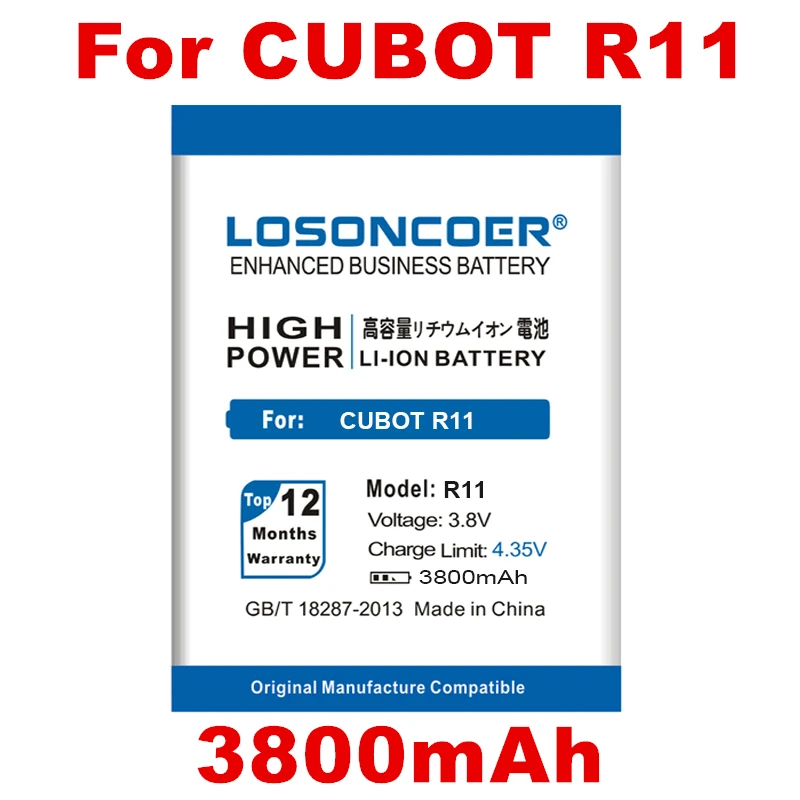 LOSONCOER 3800mAh R11 Battery for Cubot R11 Battery Replacement Batteries Bateria For Cubot R11 Smart Phone Battery
LOSONCOER 3800mAh R11 Battery for Cubot R11 Battery Replacement Batteries Bateria For Cubot R11 Smart Phone Battery