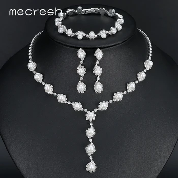 Mecresh Simulated Pearl Bride Wedding Jewelry Sets Simple Crystal Bridal Necklace Earrings Bracelets Sets for Women TL059+SL077
Mecresh Simulated Pearl Bride Wedding Jewelry Sets Simple Crystal Bridal Necklace Earrings Bracelets Sets for Women TL059+SL077