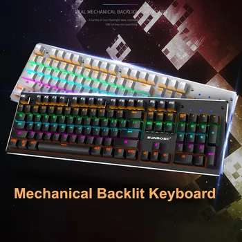 English Mechanical Keyboard Blue Switch Backlight Keyboard USB Wired 104 Key RGB Green Axis Mechanical Backlit Keyboard
English Mechanical Keyboard Blue Switch Backlight Keyboard USB Wired 104 Key RGB Green Axis Mechanical Backlit Keyboard