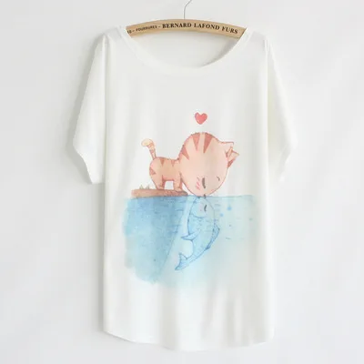 New Fashion 2019 Preppy Style T shirt Batwing Sleeve Women's T-shirt Cats Fish T-shirts Fat Tops Loose Casual Big Size Tees
New Fashion 2019 Preppy Style T shirt Batwing Sleeve Women's T-shirt Cats Fish T-shirts Fat Tops Loose Casual Big Size Tees