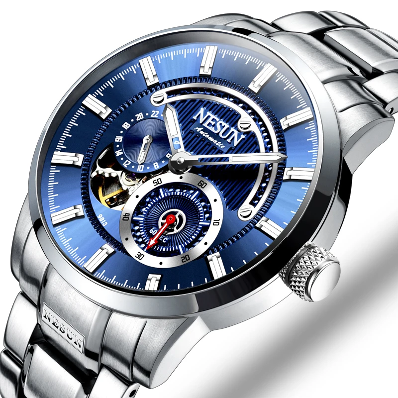 

Luxury Brand Switzerland NESUN Men's Watches Automatic Mechanical Luminous relogio masculino Full Stainless steel clock N9813-5