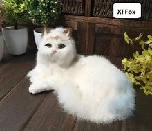 Nova vida real deitado gato modelo de plástico & peles cabeça amarela direita boneca do gato de presente sobre 21x12x16 cm xf1350(China)