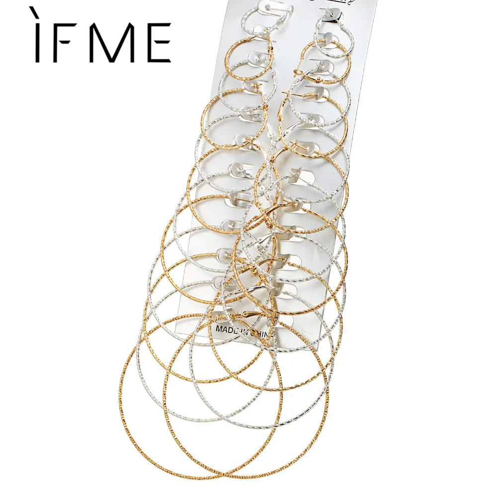 IF ME Large Punk Big Geometry Round Twist Hoop Earrings Set for Women Girl Gold and Silver Color Brincos Party Gift 12 Pair/set
IF ME Large Punk Big Geometry Round Twist Hoop Earrings Set for Women Girl Gold and Silver Color Brincos Party Gift 12 Pair/set