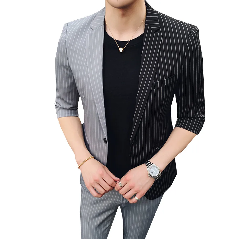 2019 spring summer new Korean men's splice suits five-point sleeves suit nine points pants striped hair stylist blazer + pants
2019 spring summer new Korean men's splice suits five-point sleeves suit nine points pants striped hair stylist blazer + pants