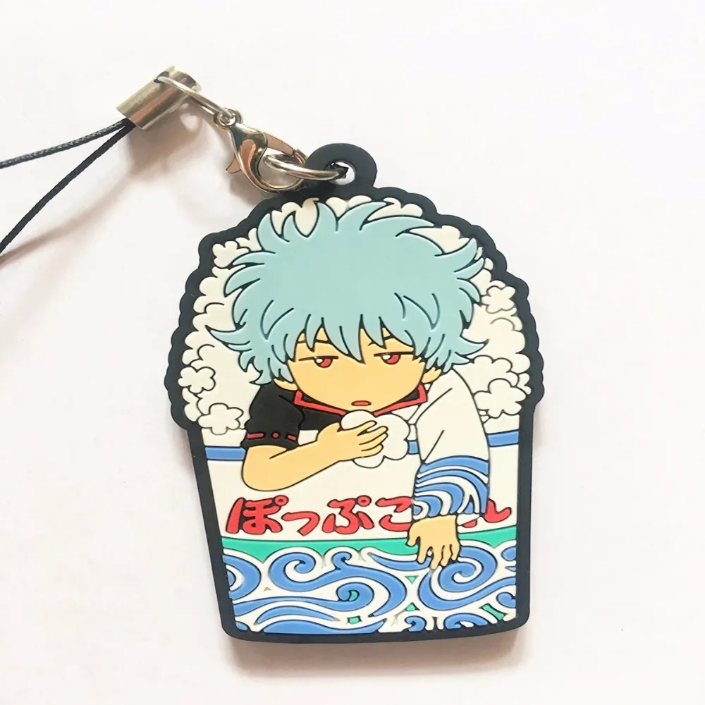 Gintama Anime keychain Sakata Gintoki Toushirou Kagura Shimura Shinpachi Okita Sougo Rubber strap/mobile phone charm D139 | Украшения и