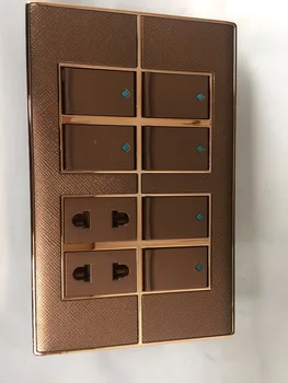 Brown leather color 6+2 pakistan series brushed with electric plate wall switch socket sample
Brown leather color 6+2 pakistan series brushed with electric plate wall switch socket sample