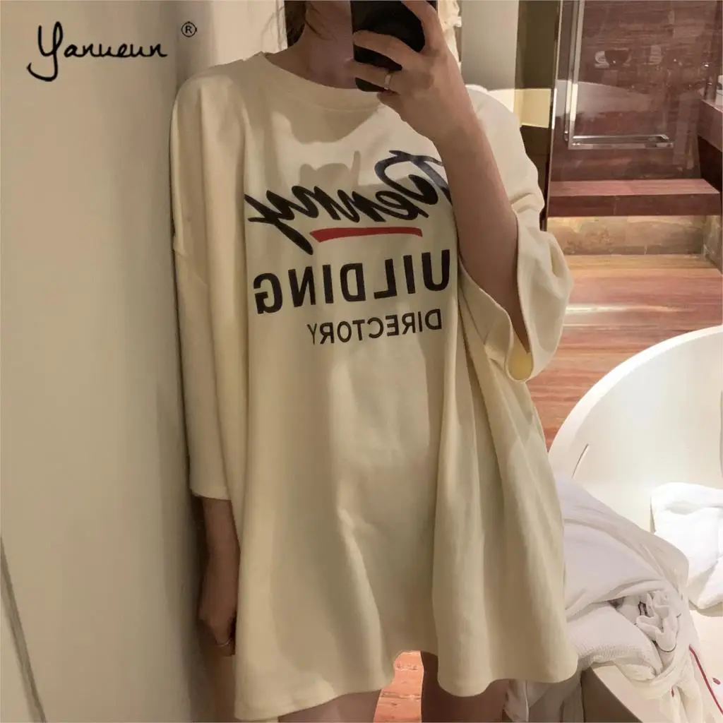 Yanueun Oversized O-Neck T Shirts Letter Print Half Sleeve Tops Cotton Casual Loose Tee 2019 Summer New Hot
Yanueun Oversized O-Neck T Shirts Letter Print Half Sleeve Tops Cotton Casual Loose Tee 2019 Summer New Hot