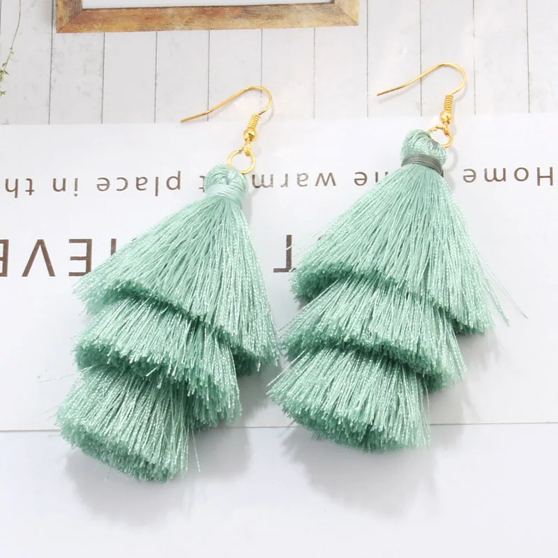 

3 Layered Bohemian Fringed Cheap Statement Tassel Earrings High Quality Brand Fashion Women Drop Dangle Earring Jewelry