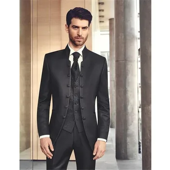 Stand Collar Wedding Mens Suits Slim Fit Notched Lapel Bridegroom Tuxedos terno masculino 2017 Three Pieces Groom men Pant Suit 
Stand Collar Wedding Mens Suits Slim Fit Notched Lapel Bridegroom Tuxedos terno masculino 2017 Three Pieces Groom men Pant Suit