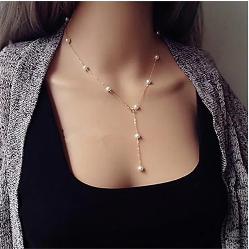Delicate Imitation Pearl Choker Necklace for Women Fashion Jewelry Bead Pendant Necklace 2019 Gold Color Clavicle Chain Collar
Delicate Imitation Pearl Choker Necklace for Women Fashion Jewelry Bead Pendant Necklace 2019 Gold Color Clavicle Chain Collar