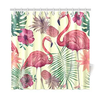 Vintage Tropical Home Bath Decor, Flamingo Pineapple Polyester Fabric Shower Curtain Bathroom Sets 72 X 72 Inches
Vintage Tropical Home Bath Decor, Flamingo Pineapple Polyester Fabric Shower Curtain Bathroom Sets 72 X 72 Inches