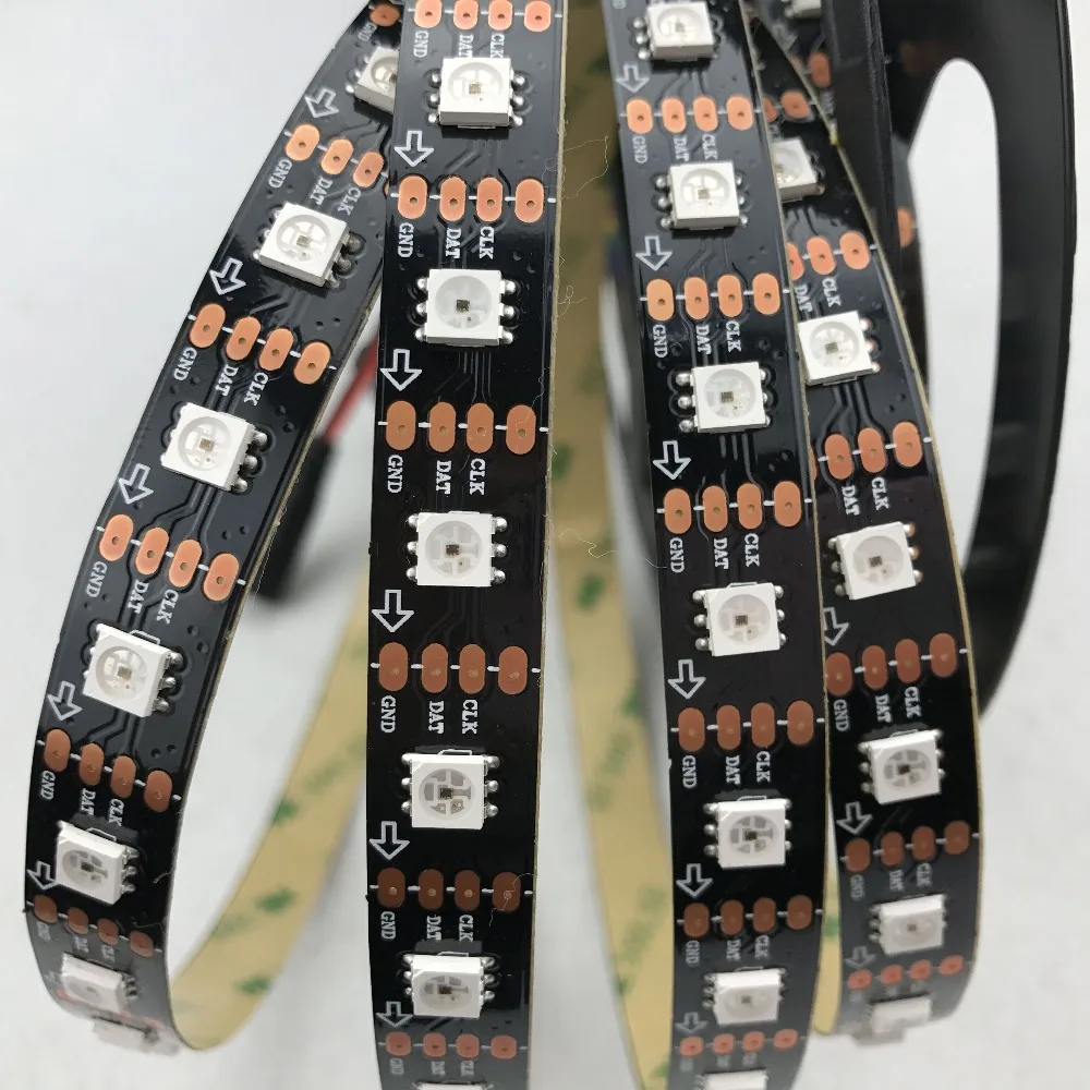 4M DC5V SK9822 addressable led pixel strip;60leds/m with 60pixels/m;BLACK PCB;non-waterproof
4M DC5V SK9822 addressable led pixel strip;60leds/m with 60pixels/m;BLACK PCB;non-waterproof