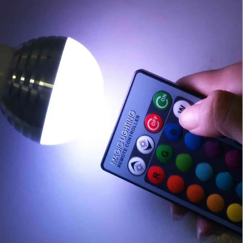E27 LED 16 Color Changing RGB Magic Light Bulb Lamp 85-265V 110V 120V 220V RGB Led Light Spotlight + IR Remote Control
E27 LED 16 Color Changing RGB Magic Light Bulb Lamp 85-265V 110V 120V 220V RGB Led Light Spotlight + IR Remote Control