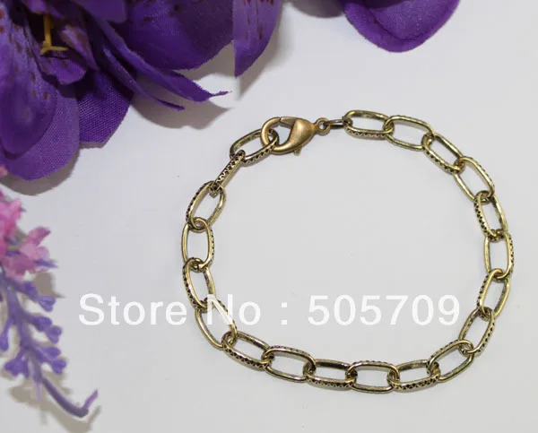 

24pcs Antiqued bronze textured oval chain bracelets #22558