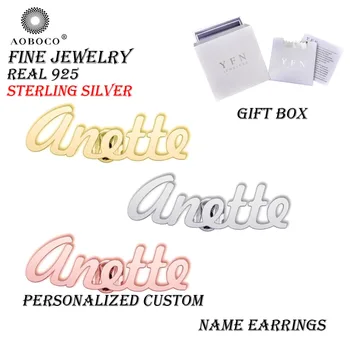AOBOCO Brand Fine Jewelry Personalized Custom Initial Name Stud Earrings With Gift Box 3 Colori 925 Sterling Silver
AOBOCO Brand Fine Jewelry Personalized Custom Initial Name Stud Earrings With Gift Box 3 Colori 925 Sterling Silver