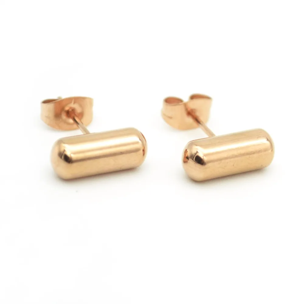 

Rose Gold Ear Stud Pin 316l Stainless Steel 6mm 12mm Earrings Punk Men Women Fashion Jewelry Cool