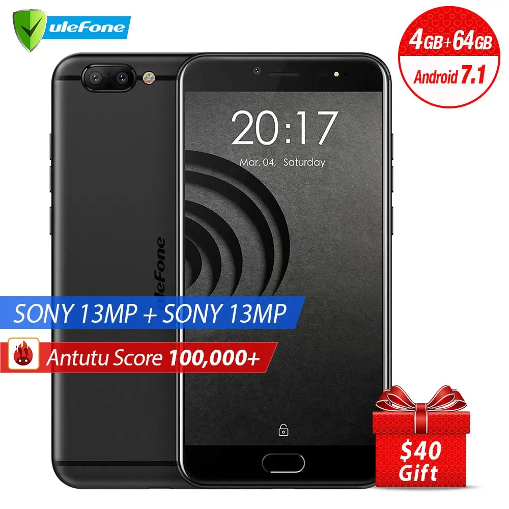 

Ulefone Gemini Pro mobile phone 4GB 64GB MTK6797 Deca Core 5.5" FHD Android 7.1 Dual rear cam 13M+13MP Fingerprint 4G Smartphone