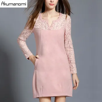 Autumn Winter Lace Patchwork Dress Black Pink V-neck Full Sleeve Pocket Pleats Women Clothes Spring Dress Plus Size 5XL 4XL 3XL
Autumn Winter Lace Patchwork Dress Black Pink V-neck Full Sleeve Pocket Pleats Women Clothes Spring Dress Plus Size 5XL 4XL 3XL