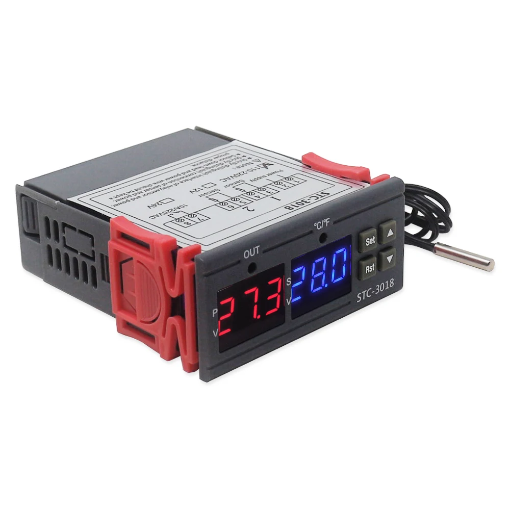 C/F Digital Temperature Controller 110V 220V Thermostat 10A/240v STC-3018 Relay Thermoregulator Heating Cooling For Incubator
C/F Digital Temperature Controller 110V 220V Thermostat 10A/240v STC-3018 Relay Thermoregulator Heating Cooling For Incubator