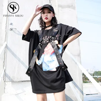 Tide brand Women T shirt Fashion Print Belt Buckle Short sleeve T-shirt O-Neck Tops Loose Hip hop Tees Female Summer Tshirt
Tide brand Women T shirt Fashion Print Belt Buckle Short sleeve T-shirt O-Neck Tops Loose Hip hop Tees Female Summer Tshirt