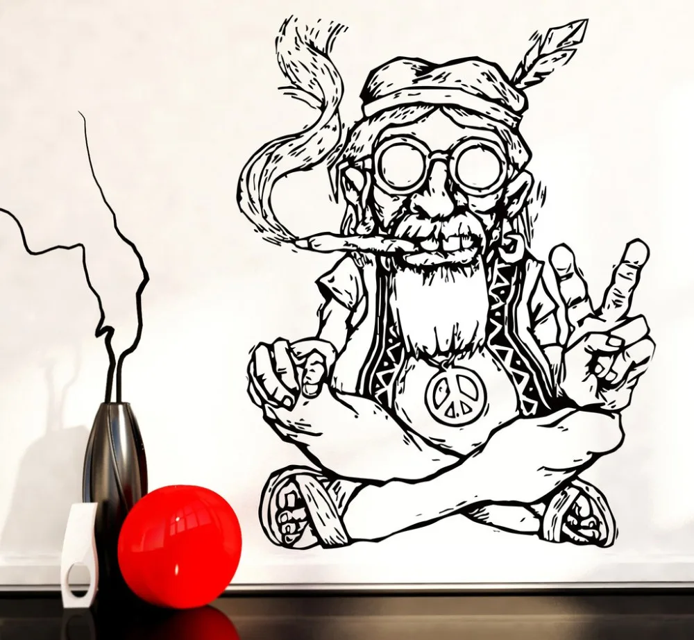 New Design Vinyl Wall Stickers Home Decor Living Room Hippie In Glasses Smoking Weed Marijuana Peace Symbol Ethnic Decor SA174
New Design Vinyl Wall Stickers Home Decor Living Room Hippie In Glasses Smoking Weed Marijuana Peace Symbol Ethnic Decor SA174