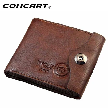 COHEART Hasp Leather Purse Trifold Wallets For Man