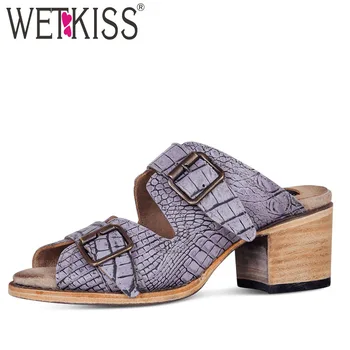 WETKISS 2019 Big Size 50 Women Emboss Slippers Peep Toe Buckle Summer Shoes Slides Fashion High Heels Mules Woman Casual Shoes
WETKISS 2019 Big Size 50 Women Emboss Slippers Peep Toe Buckle Summer Shoes Slides Fashion High Heels Mules Woman Casual Shoes