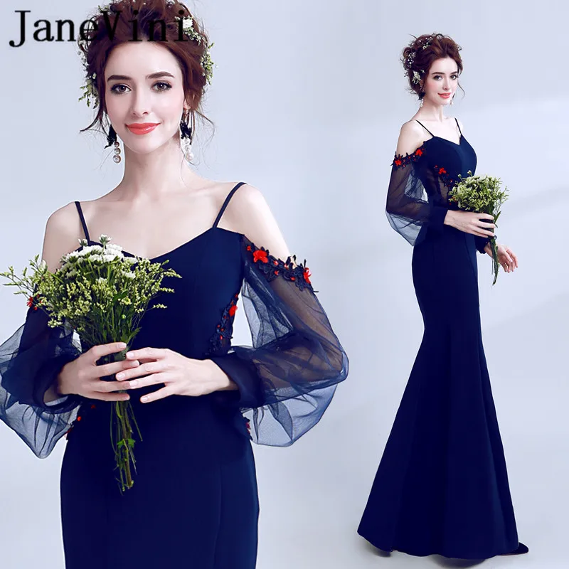JaneVini Mermaid Sexy Long Bridesmaid Dresses Spaghetti Straps Long Sleeve Lace Applique Pearls Illusion Tulle Formal Prom Gowns
JaneVini Mermaid Sexy Long Bridesmaid Dresses Spaghetti Straps Long Sleeve Lace Applique Pearls Illusion Tulle Formal Prom Gowns