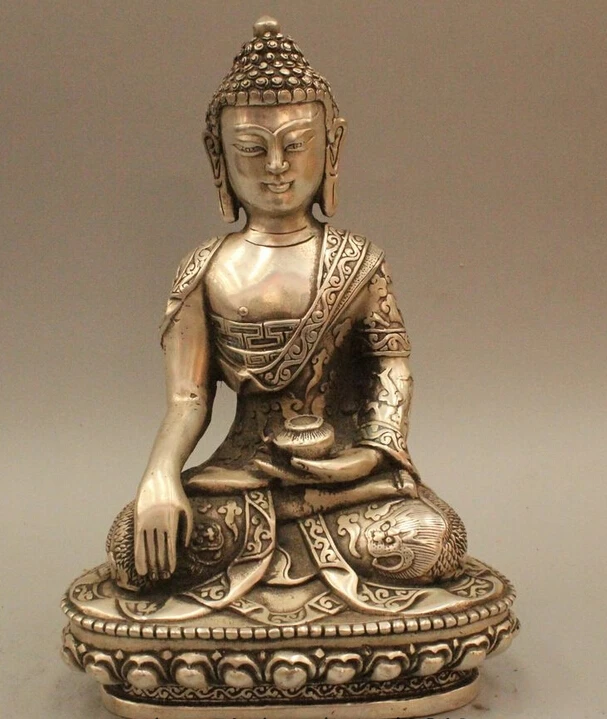 9" Tibet Buddhism Silver Dragon Sakyamuni Shakyamuni Amitabha Buddha Statue decoration bronze factory outlets
9" Tibet Buddhism Silver Dragon Sakyamuni Shakyamuni Amitabha Buddha Statue decoration bronze factory outlets