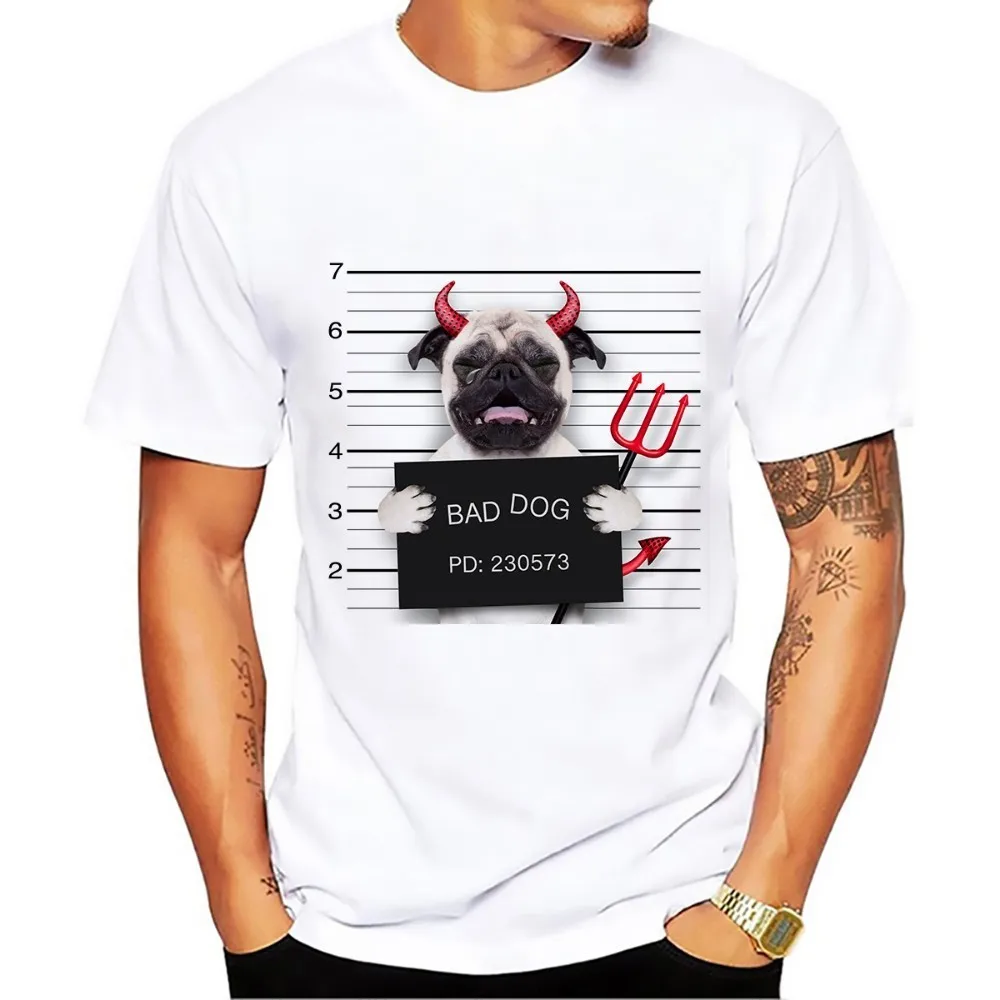 Футболка мужская с забавной надписью bad evil dog Be arrested повседневная креативная