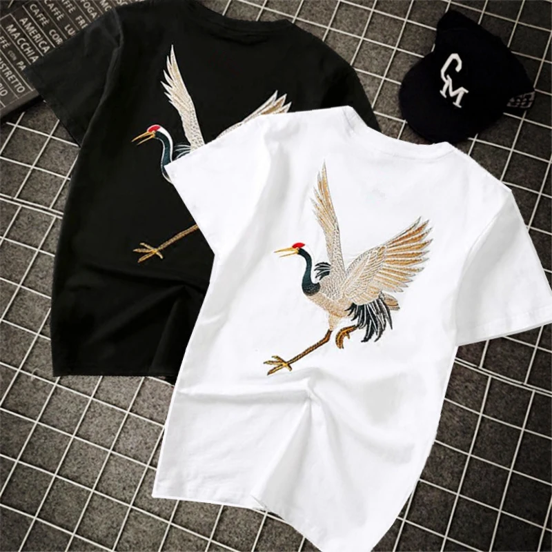 Crane Embroidery Black White T-shirt Women Tees 2018 Summer New Arrival Casual Loose Femme Short Sleeve Plus Size Tshirt Tops
Crane Embroidery Black White T-shirt Women Tees 2018 Summer New Arrival Casual Loose Femme Short Sleeve Plus Size Tshirt Tops