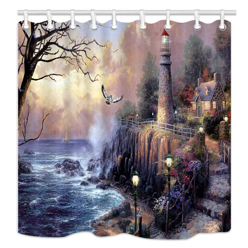 Lighthouse Shower Curtains Painting Lighthouse Ocean Coast Wooden House Mildew Resistant Waterproof Bathroom Shower Curtain
Lighthouse Shower Curtains Painting Lighthouse Ocean Coast Wooden House Mildew Resistant Waterproof Bathroom Shower Curtain