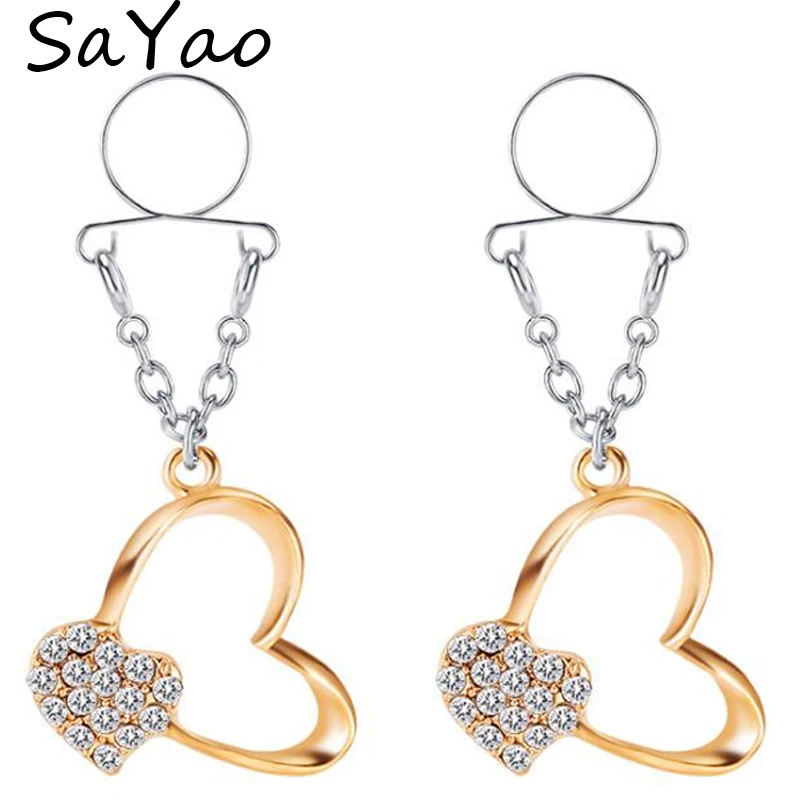 SaYao 2 Piece 2018 Gold Heart Fake Nipple Rings Love Crystal CIRCLE STAINLESS STEEL CLIP ON NON PIERCING NIPPLE SHIELD RINGS
SaYao 2 Piece 2018 Gold Heart Fake Nipple Rings Love Crystal CIRCLE STAINLESS STEEL CLIP ON NON PIERCING NIPPLE SHIELD RINGS