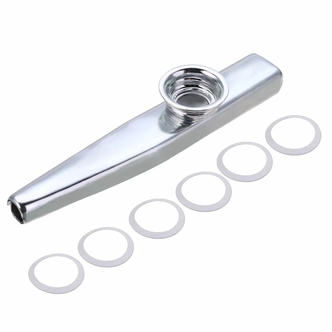 1pc Metal Kazoo With 6 Kazoo Flute Diaphragm Mouth Flute Harmonica For Beginners Kids Adult Party Gifts Musical Instrument