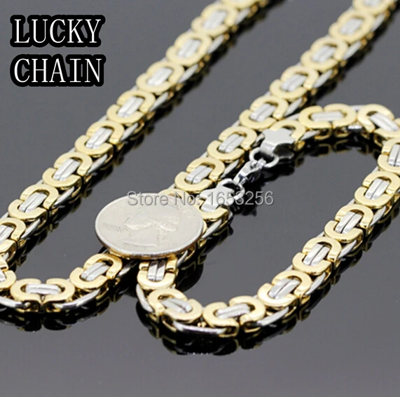 8mm wide Stainless Steel Hot Sale Byzantine Link Chain Necklace & Bracelet Set Men's Jewelry Silver Gold
8mm wide Stainless Steel Hot Sale Byzantine Link Chain Necklace & Bracelet Set Men's Jewelry Silver Gold