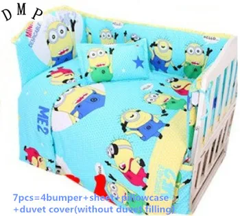 Discount! 6/7pcs Cotton Baby Bedding Set Cartoon Crib Bedding Set ,120*60/120*70cm