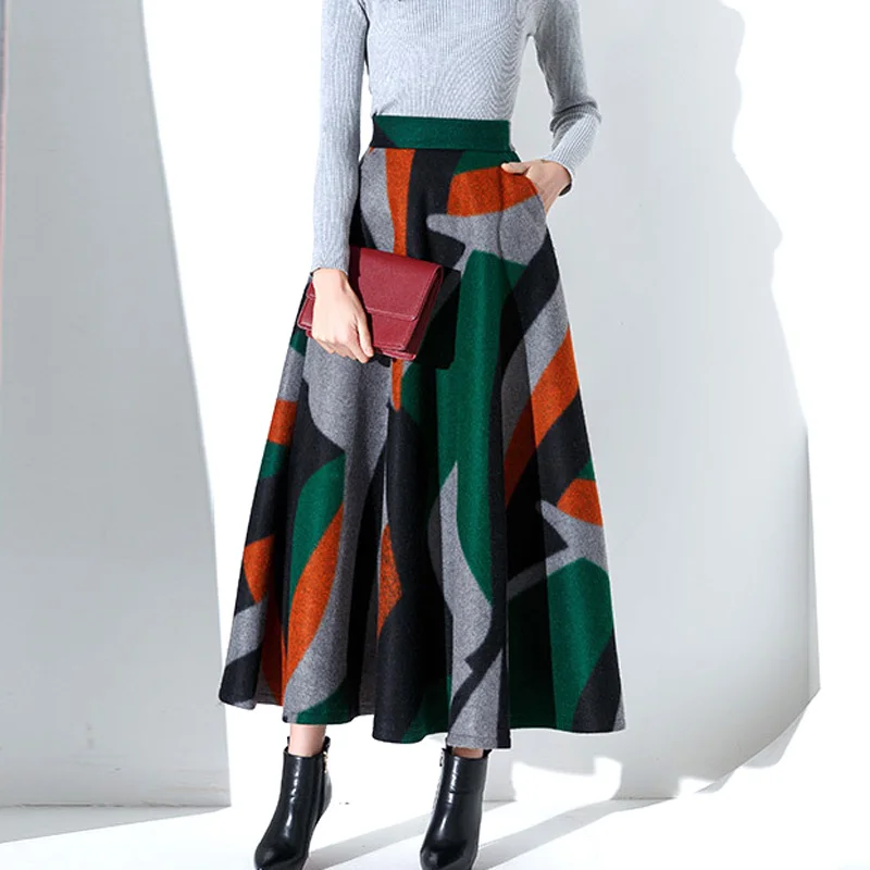 2018 Plus Size 6XL 5XL Woolen fashion Stripe Splice Winter Long skirt Female long Sun a line high waist Midi Skirts Womens
2018 Plus Size 6XL 5XL Woolen fashion Stripe Splice Winter Long skirt Female long Sun a line high waist Midi Skirts Womens