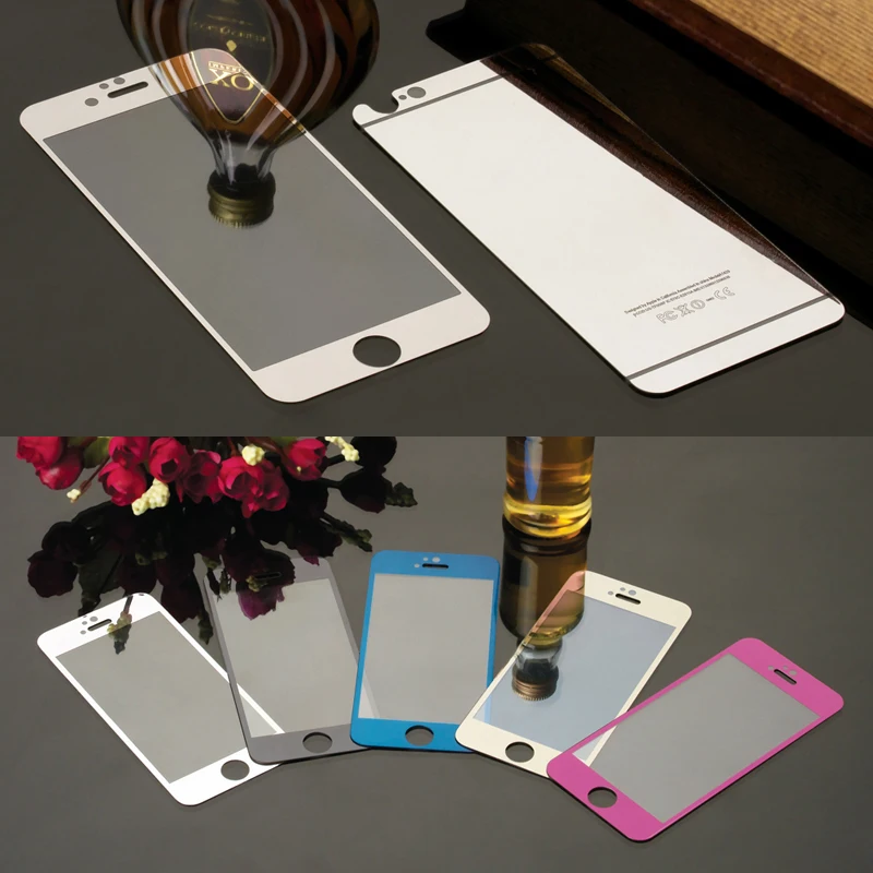 2PCS Front Back Colorful Tempered Glass Film For font b iphone b font 4 4s 5