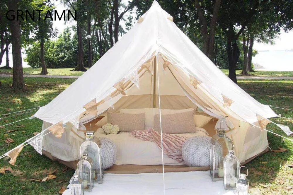 

GRNTAMN Outdoor 3M 4M 5M 6M Singel Layer Oxford Material with PU Coating Waterproof Family Camping Bell Tent for Tourism